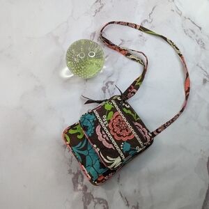 Cinda B Crossbody Purse Messenger Bag Brown Pink Quilted Adjustable Strap